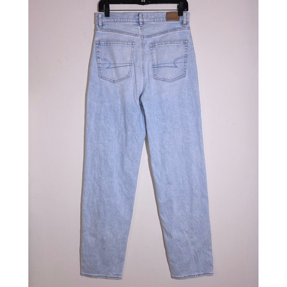 American Eagle Strigid Highest Waist Crossover Baggy Straight Jeans Light Wash 4 - Picture 12 of 16
